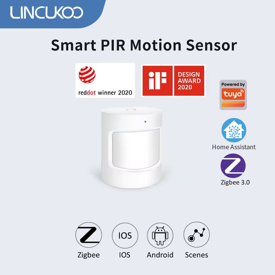 LINCUKOO Tuya Zigbee3.0 ขนาดกะทัดรัดสมาร์ท PIR Motion Sensor Home Assistant Zigbee2MQTT