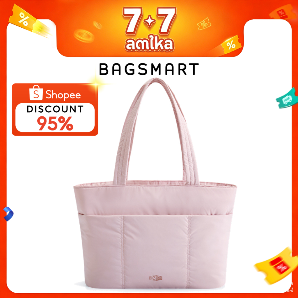 BAGSMART ผู้หญิง Tote Bag Travel 14 นิ้วแล็ปท็อป Puffy Office กระเป๋าสะพายกระเป๋าด้านหน้า