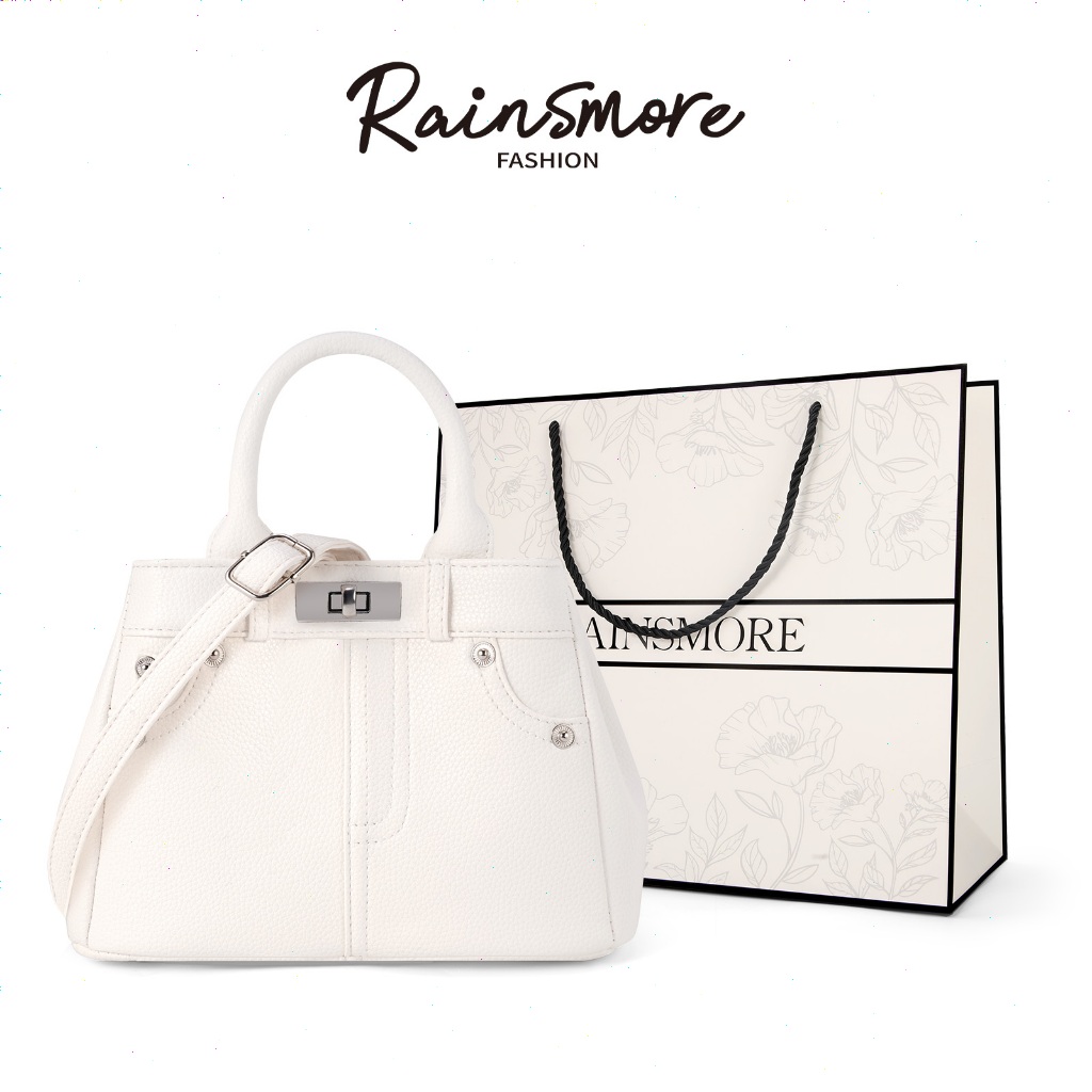 RAINSMORE Denim กระเป๋าถือและสะพายข้างสำหรับสตรี ดีไซน์เรียบร้อย เหมาะสำหรับการทำงานและการเดินทาง