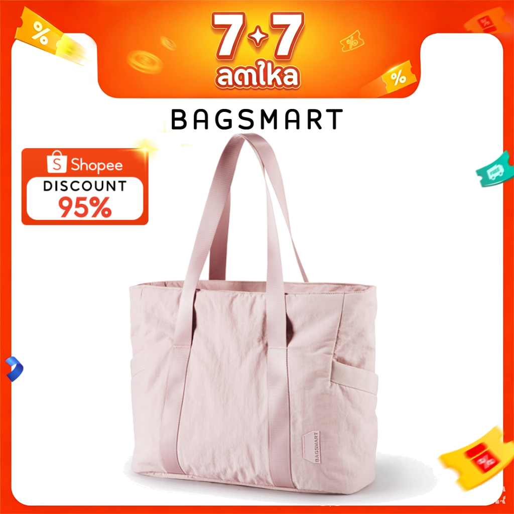 BAGSMART กระเป๋าถือ ความจุขนาดใหญ่ Tote Bag กันน้ำ สุภาพสตรีกระเป๋าสะพายขนาดใหญ่ สําหรับผู้หญิง กระเป๋าโท้ทลําลอง