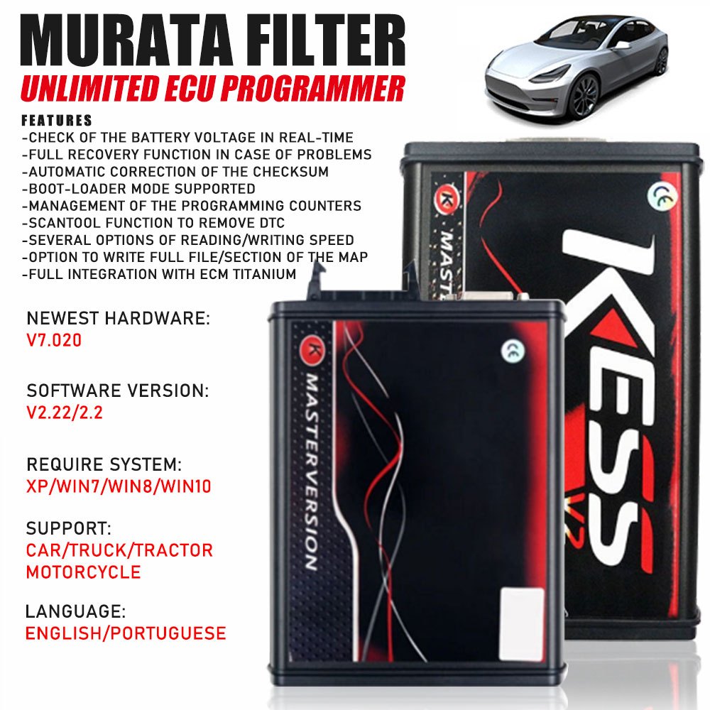 ตัวกรอง Murata KESS&KTAG V2 เครื่องมือการเขียนโปรแกรม ECU ไม่จํากัดอุปกรณ์วินิจฉัยพร้อมฟังก์ชั่นหลาย
