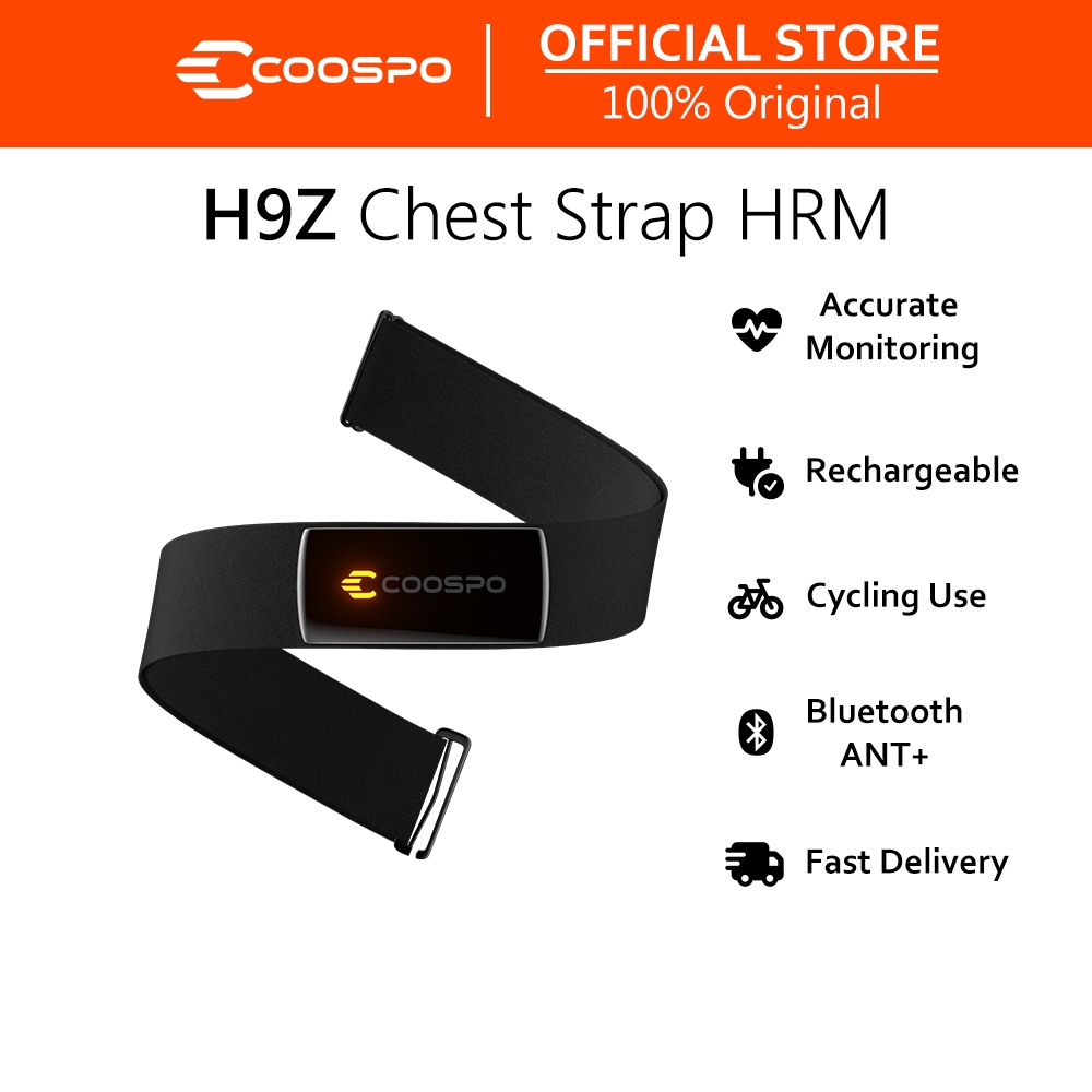 COOSPO เครื่องวัดอัตราการเต้นของหัวใจสายรัดหน้าอก H9Z, HRM Bluetooth 5.0 ANT+,Heart Rate Monitor เซ็นเซอร์หน้าอกพร้อมแบตเตอรี่แบบชาร์จไฟได้