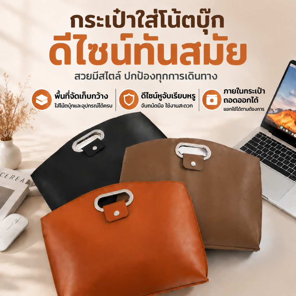 กระเป๋าโน๊ตบุ๊ค ผู้หญิง กระเป๋าคอมพิวเตอร์ กระเป๋าเอกสาร 16 นิ้ว กระเป๋าหนัง PU กระเป๋าทำงาน Laptop Bag ดีไซน์เรียบหรู กระเป๋าซอฟต์เคส สไตล์เกาหลี กระเป๋าใส่ไอแพด ซองใส่โน๊ตบุ๊ค กันน้ำ K220