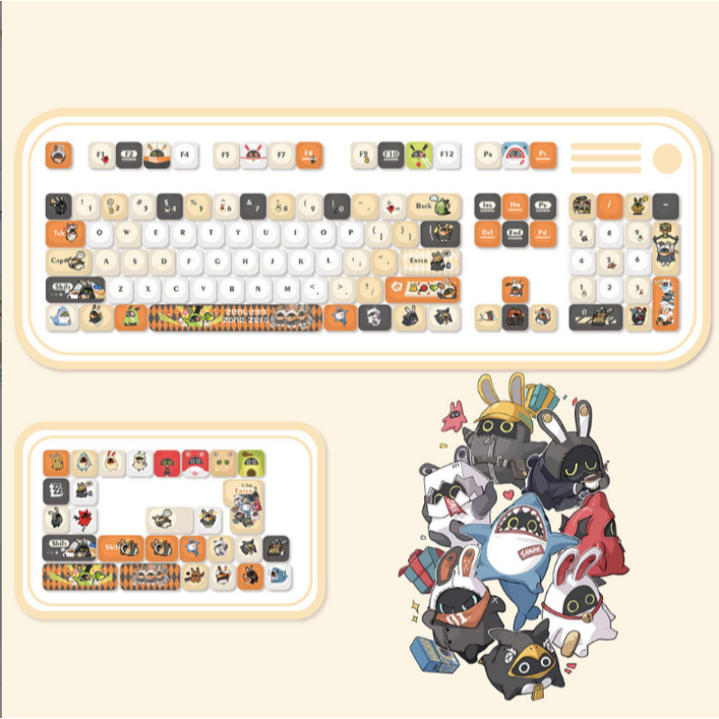 Bangboo Keycaps MOA โปรไฟล์ 130 คีย์ PBT Dye Sublimation Wooting60 MAD60 Aula F75 รอบ Keycaps สร้างส