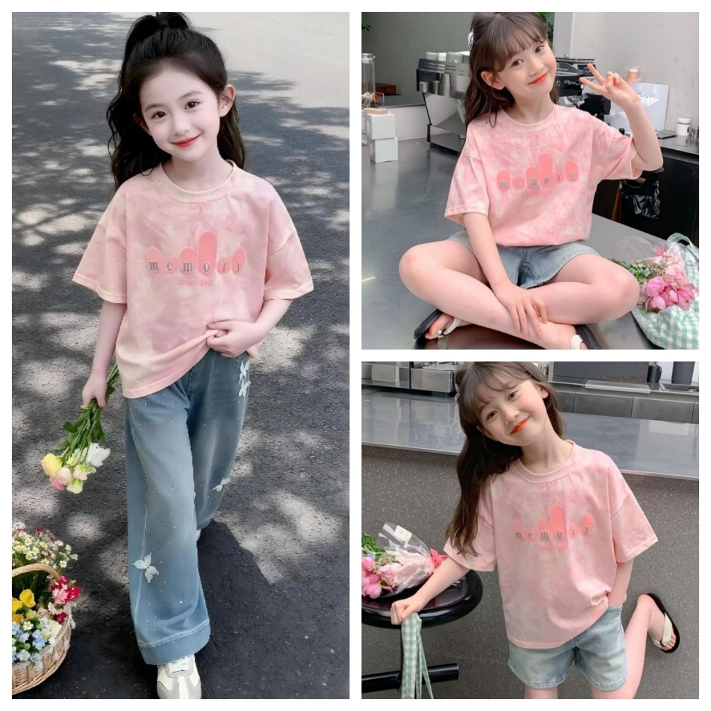 เสื้อยืดเด็กผู้หญิง Top for Kids Gilrls หลวม แฟชั่น ระบายอากาศได้สะดวกสบาย 130-160cm