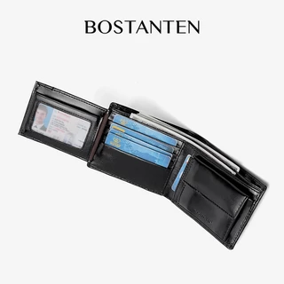 BOSTANTEN Onyx กระเป๋าสตางค์ผู้ชาย หนัง PU ช่องใส่บัตรหลายช่อง พับสามทบ ดีไซน์หรู พร้อมกล่องของขวัญ
