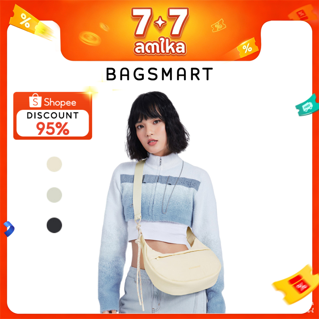 BAGSMARTกระเป๋าสะพายข้างผู้หญิงแฟชั่น Casual Dumpling Sling Bag Commuter Sport Messenger Bag