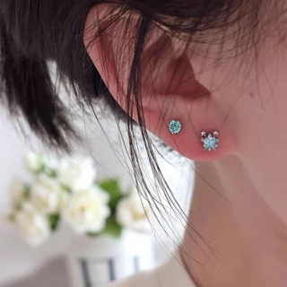 แฟชั่นต่างหูเพทายดาวเกาหลีสําหรับผู้หญิงสีเงินของขวัญวันเกิดที่สวยหรูสําหรับนักเรียน