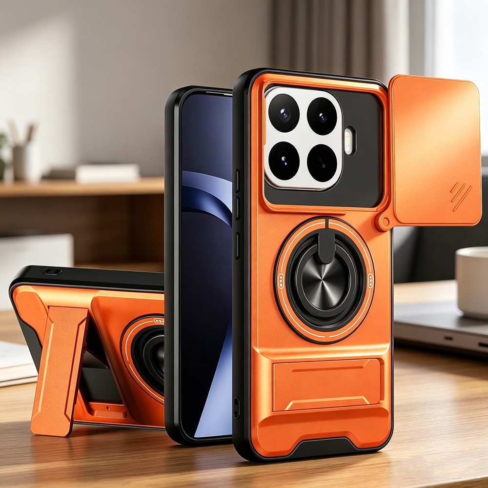 สําหรับ Xiaomi 17T 15T 14T Pro 17 Pro Max 17 Ultra 17TPro สไลด์กล้องเลนส์ป้องกันแหวนขาตั้งแม่เหล็กเคสโทรศัพท์เกราะกันกระแทกซิลิโคนแข็ง