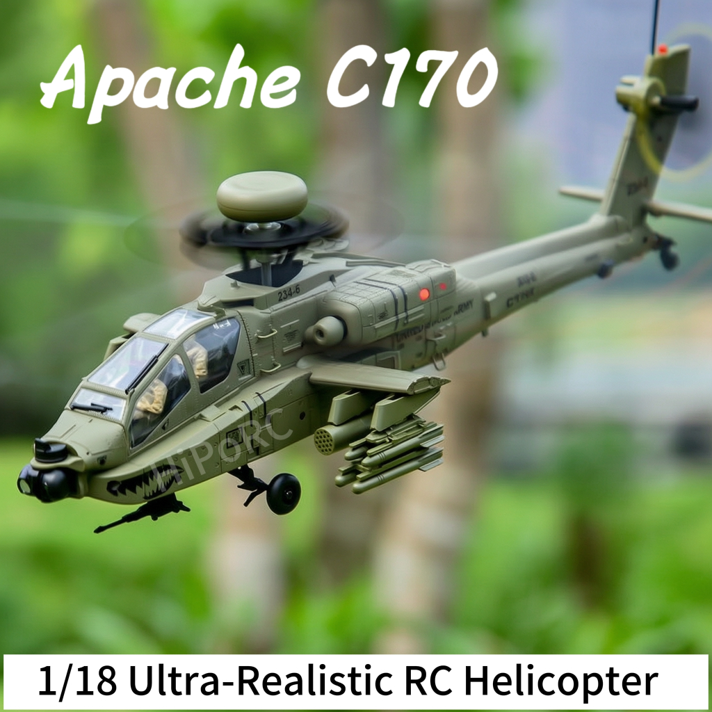 HiPoRC ERA C170 AH-64 Apache 1:48 เฮลิคอปเตอร์ RC ที่สมจริงเป็นพิเศษพร้อมการไหลของแสงและตําแหน่ง TOF Lidar