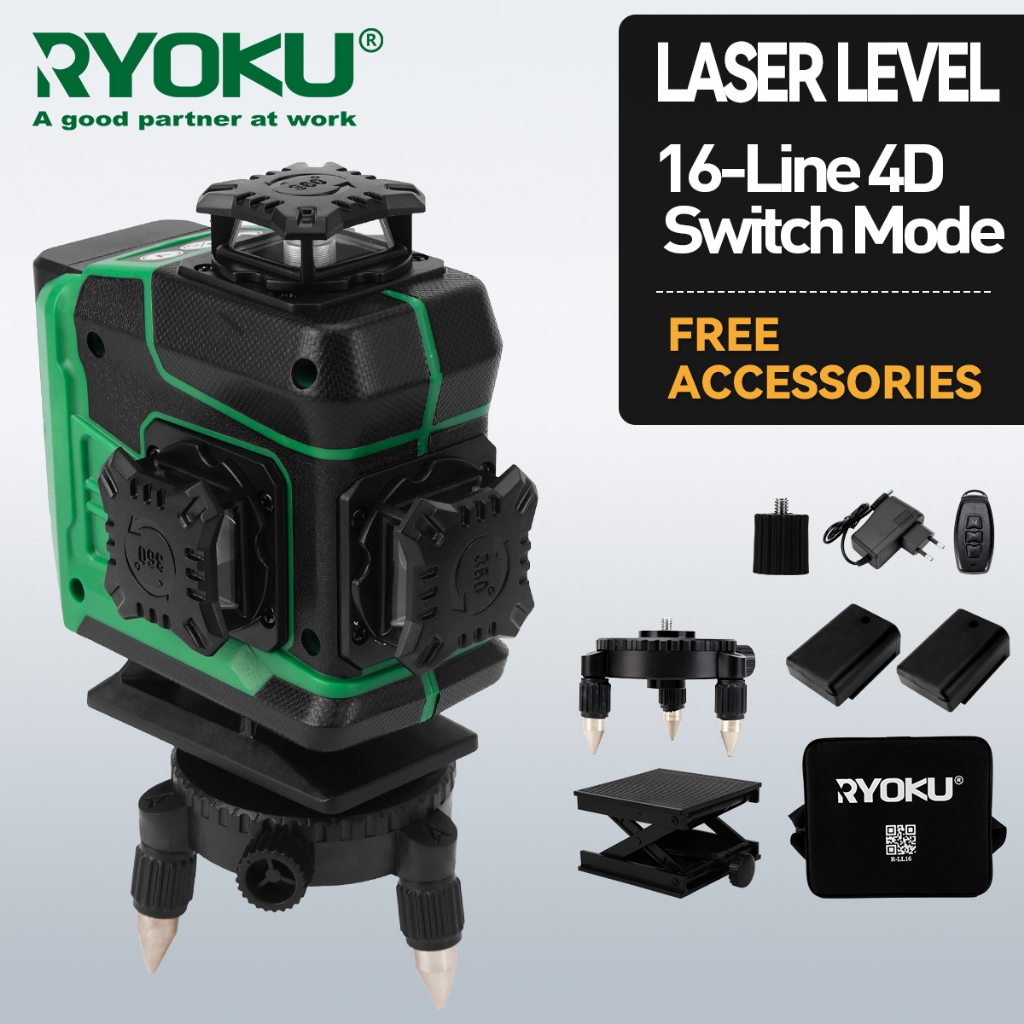 RYOKU 16 Lines 4D ระดับเลเซอร์สีเขียว