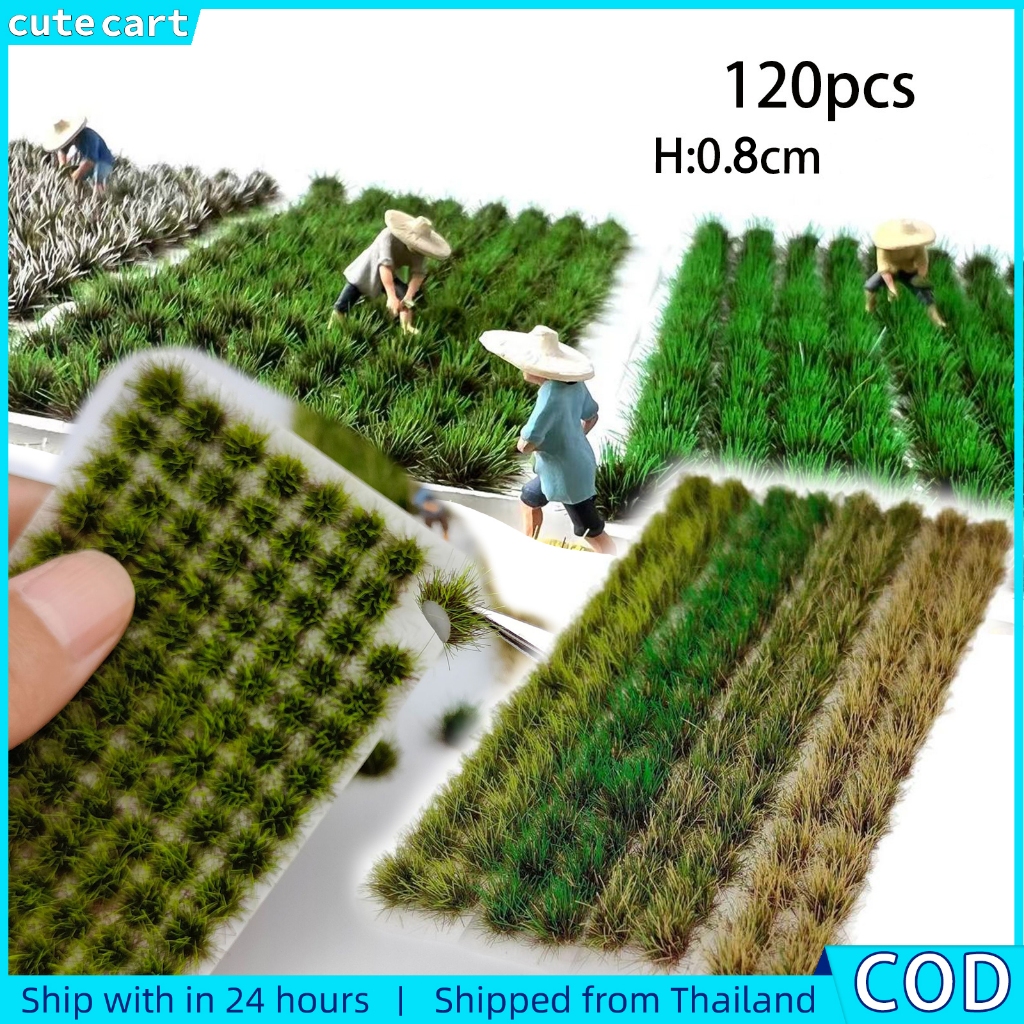 120ชิ้น (8มิลลิเมตร) หญ้าเทียม คลอปส์ สําหรับตกแต่งโมเดล หญ้าปลอมทิวทัศน์ ดิออร์มาเนีย หญ้าสวนขนาดเล็ก งานฝีมือ การทําวัสดุภูมิทั
