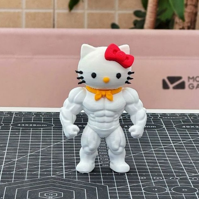 กล้ามเนื้อ Hello Kitty อินเทรนด์เล่น 3D การพิมพ์ฟิตเนส Macho KT แมวรูปเดสก์ท็อปตกแต่งพวงกุญแจกระเป๋าจี้