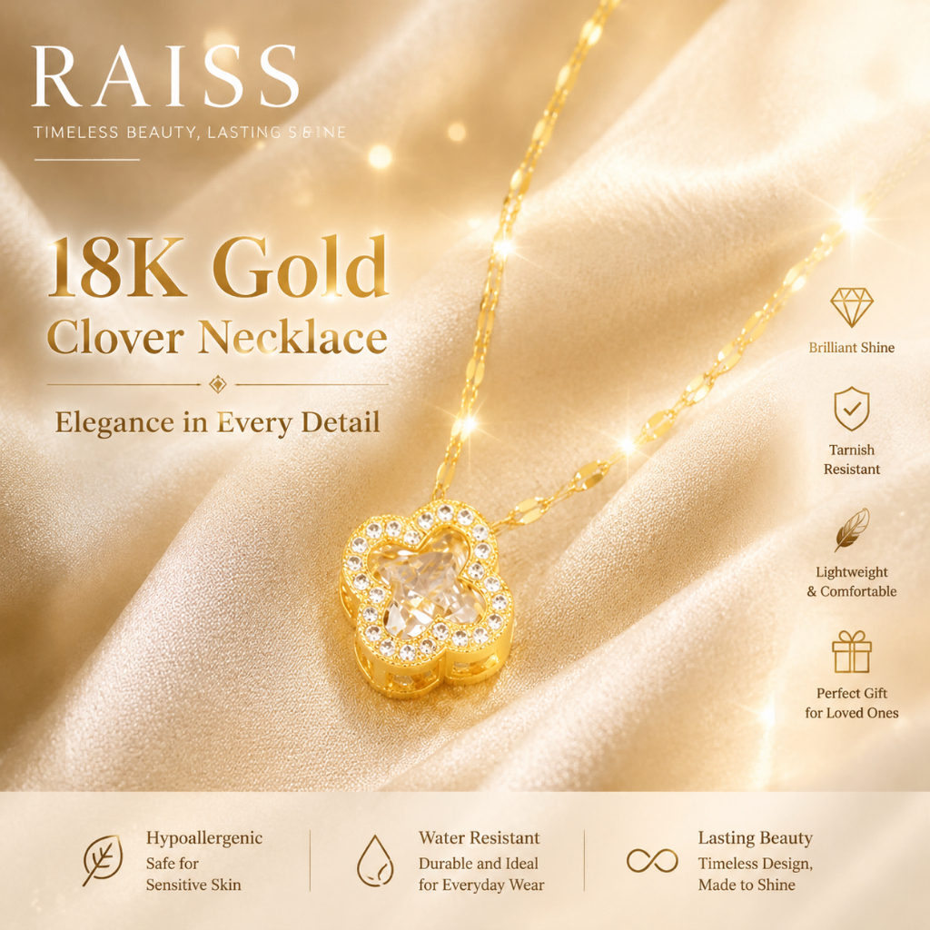 สร้อยคอไทเทเนียมเหล็ก ฝังเพชร ทอง 18K สี่ใบโคลเวอร์ ไม่ซีดจาง สําหรับผู้หญิง