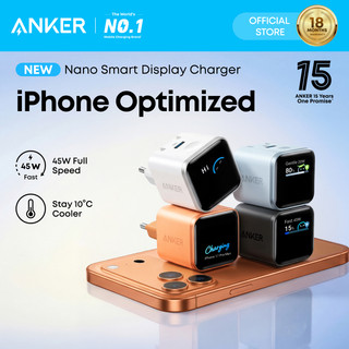 【James】ANKER Nano USB C Wall Charger, 45W Fast Charging Smart Display Charger, with 180° Foldable Plug, Smart Recognition, Built-in Care Mode, for iPhone17/16/15(Non-Battery