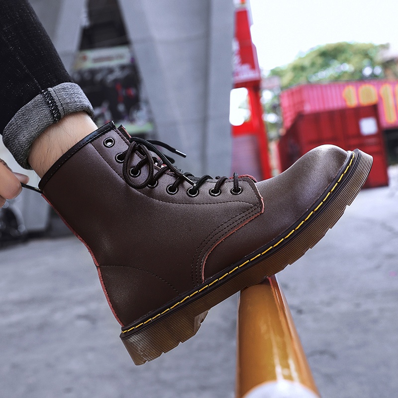 Martens1460 ของแท้หนังรองเท้า Martin Boots Martin รองเท้าผู้ชายผู้หญิงกลางแจ้งสูงช่วยเหลือ Martin รอ