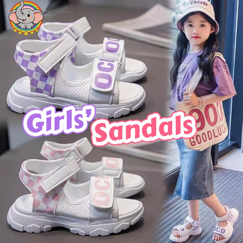 【สินค้าพร้อมส่งในไทย】รองเท้าแตะกีฬาผู้หญิง Checkered หนาขายรองเท้าชายหาดไม่ลื่นฤดูร้อนรองเท้าแตะสบายๆ เด็ก