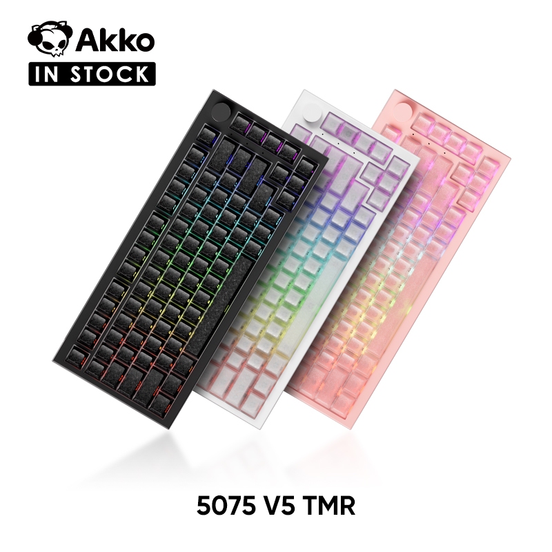 Akko 5075 V5 TMR คีย์บอร์ดแม่เหล็กเค้าโครง 75% พร้อมคีย์บอร์ดเกม RGB RT0.005 มม. 8K