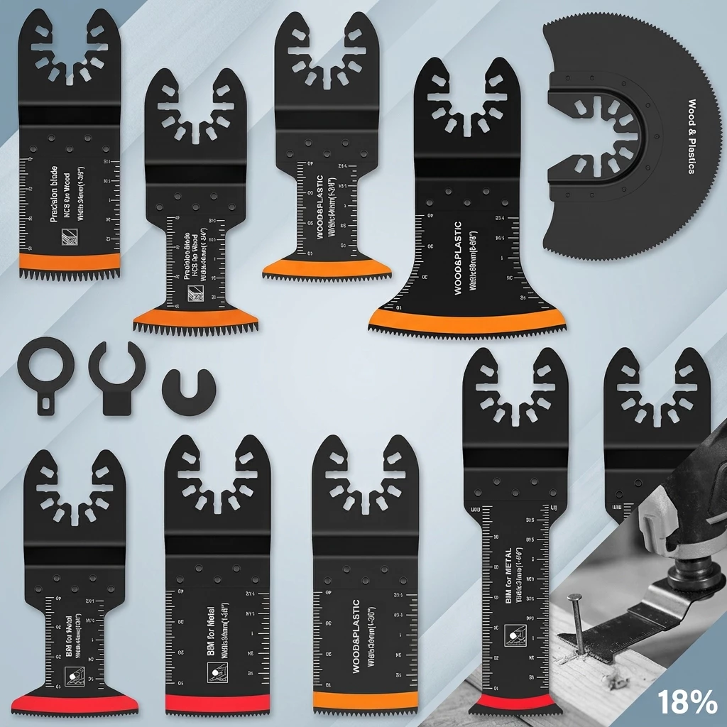 10 ชิ้น Oscillating ใบเลื่อย Bimetal Oscillating Multitool ใบมีดที่แม่นยําตัดกว้าง Arc ใบเลื่อยตรง