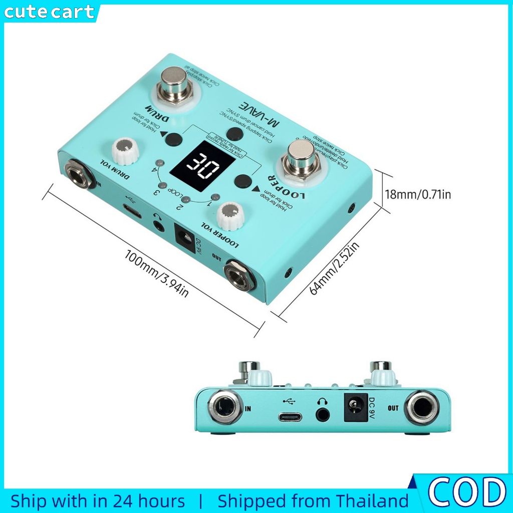 Looper M-VAVE | เอฟเฟกต์จังหวะกลอง | แป้นเหยียบเครื่องกลอง | จูนเนอร์กีต้าร์ | อุปกรณ์กีตาร์ | ฝึกเอฟเฟกต์เหยียบ