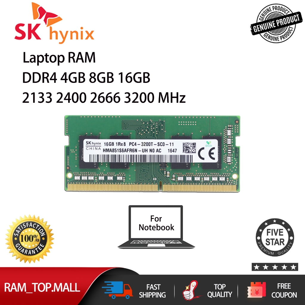 SK Hynix DDR4 แล็ปท็อป RAM 4GB 8GB 16GB 2133/2400/2666/3200MHz หน่วยความจํา SODIMM RAM