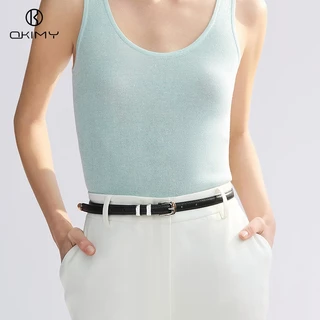 OKIMY แฟชั่นผู้หญิงเข็มขัดเข็มขัดบาง Elegant เข็มหัวเข็มขัดออกแบบ Second-layer Cowhide สายยาว Waistbands