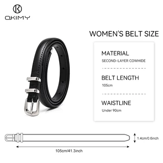 OKIMY แฟชั่นผู้หญิงเข็มขัดเข็มขัดบาง Elegant เข็มหัวเข็มขัดออกแบบ Second-layer Cowhide สายยาว Waistbands