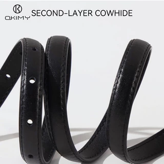 OKIMY แฟชั่นผู้หญิงเข็มขัดเข็มขัดบาง Elegant เข็มหัวเข็มขัดออกแบบ Second-layer Cowhide สายยาว Waistbands