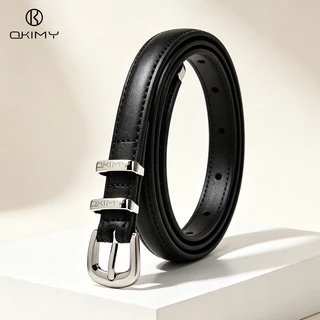 OKIMY แฟชั่นผู้หญิงเข็มขัดเข็มขัดบาง Elegant เข็มหัวเข็มขัดออกแบบ Second-layer Cowhide สายยาว Waistbands