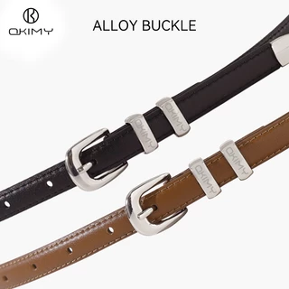 OKIMY แฟชั่นผู้หญิงเข็มขัดเข็มขัดบาง Elegant เข็มหัวเข็มขัดออกแบบ Second-layer Cowhide สายยาว Waistbands