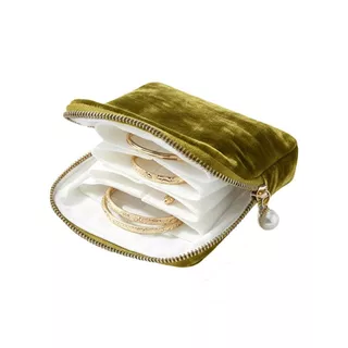 กล่องใส่เครื่องประดับ | เคสเครื่องประดับเดินทาง | ผ้ากํามะหยี่ | ซิปพกพาสะดวก | เก็บแหวน ต่างหู สร้อยคอ สร้อยข้อมือ