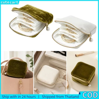 กล่องใส่เครื่องประดับ | เคสเครื่องประดับเดินทาง | ผ้ากํามะหยี่ | ซิปพกพาสะดวก | เก็บแหวน ต่างหู สร้อยคอ สร้อยข้อมือ