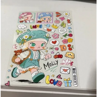 Pop Mart Spring Molly สติกเกอร์นูน diy โทรศัพท์มือถือแท็บเล็ตสติกเกอร์ตกแต่งถ้วยน้ํา