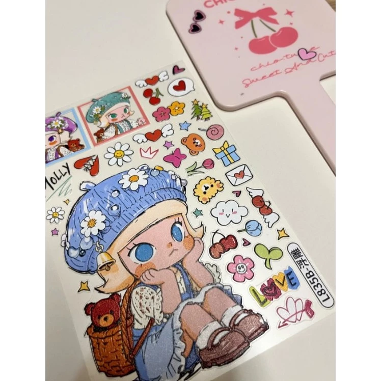 Pop Mart Spring Molly สติกเกอร์นูน diy โทรศัพท์มือถือแท็บเล็ตสติกเกอร์ตกแต่งถ้วยน้ํา