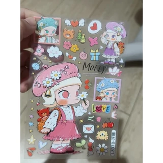 Pop Mart Spring Molly สติกเกอร์นูน diy โทรศัพท์มือถือแท็บเล็ตสติกเกอร์ตกแต่งถ้วยน้ํา