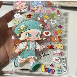 Pop Mart Spring Molly สติกเกอร์นูน diy โทรศัพท์มือถือแท็บเล็ตสติกเกอร์ตกแต่งถ้วยน้ํา
