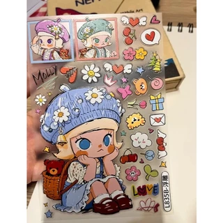 Pop Mart Spring Molly สติกเกอร์นูน diy โทรศัพท์มือถือแท็บเล็ตสติกเกอร์ตกแต่งถ้วยน้ํา