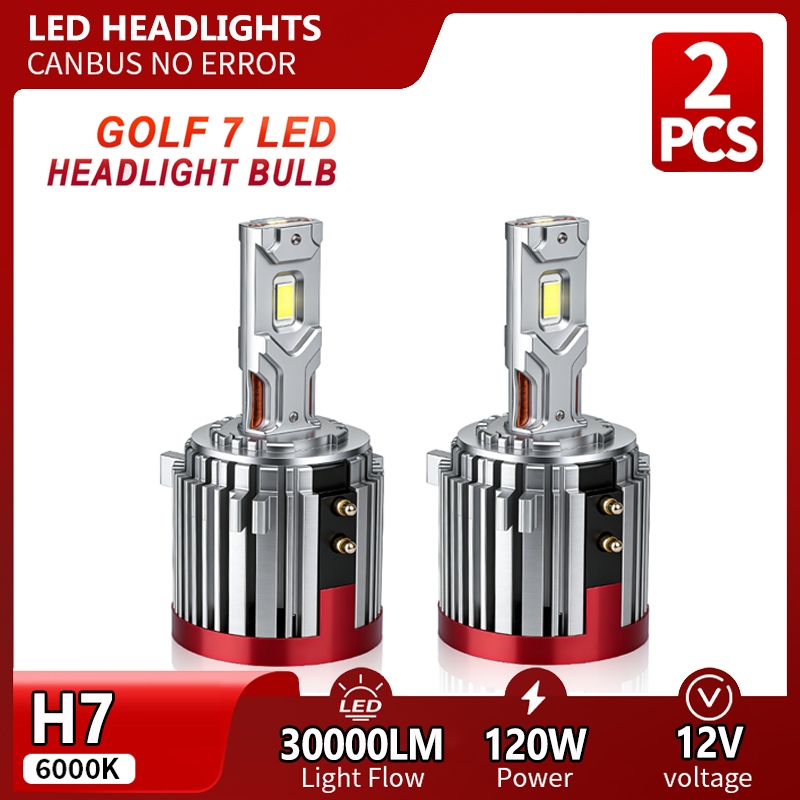 2PCS 120W 30000LM H7 ไฟหน้า Led Canbus ไม่มีข้อผิดพลาดสําหรับ VW Golf 6 Golf 7 T-ROC Passat Tiguan T