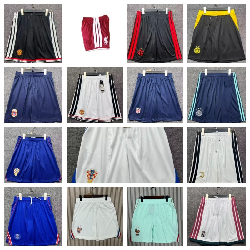2026 2027 Multi-Pattern Club & ทีมชาติฟุตบอลกางเกงขาสั้นผู้ชายเด็ก Quick Dry ยืดหยุ่นเชือกเอวกีฬาการฝึกอบรมสั้นกางเกงทีมด้านข้างสัญลักษณ์