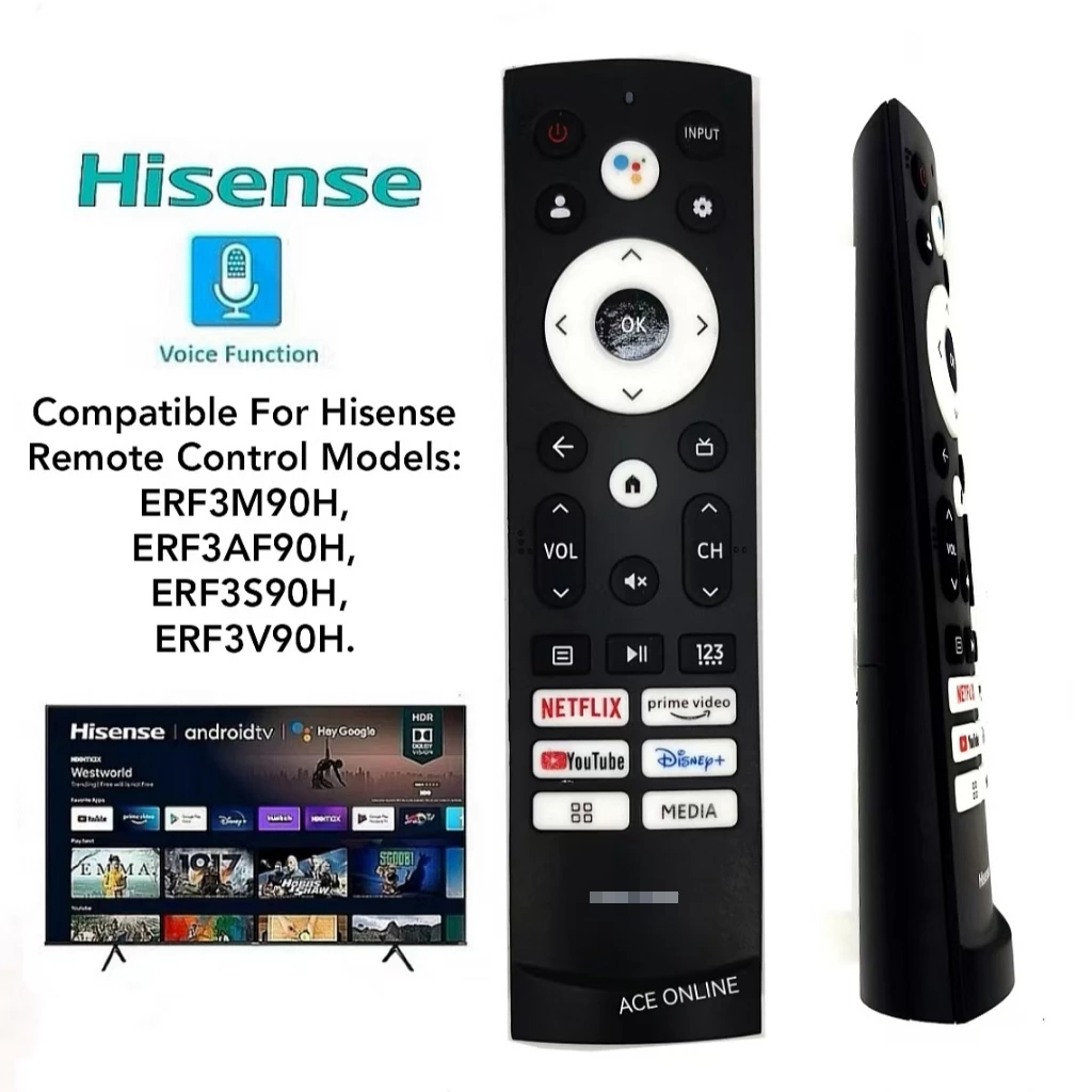 HISENSE ANDROID SMART TV รีโมทคอนโทรล (ERF3S90H) พร้อมฟังก์ชั่นเสียง HISENSE Android สมาร์ททีวีสําหร