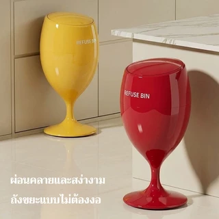 แก้วไวน์เคลือบเงาแนวตั้งพร้อมฝาปิดถังขยะ Bend-Free สูงเท้าออกแบบโมเดิร์นเรียบง่ายห้องนอนตกแต่งห้องครัวถังเก็บ