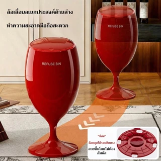 แก้วไวน์เคลือบเงาแนวตั้งพร้อมฝาปิดถังขยะ Bend-Free สูงเท้าออกแบบโมเดิร์นเรียบง่ายห้องนอนตกแต่งห้องครัวถังเก็บ