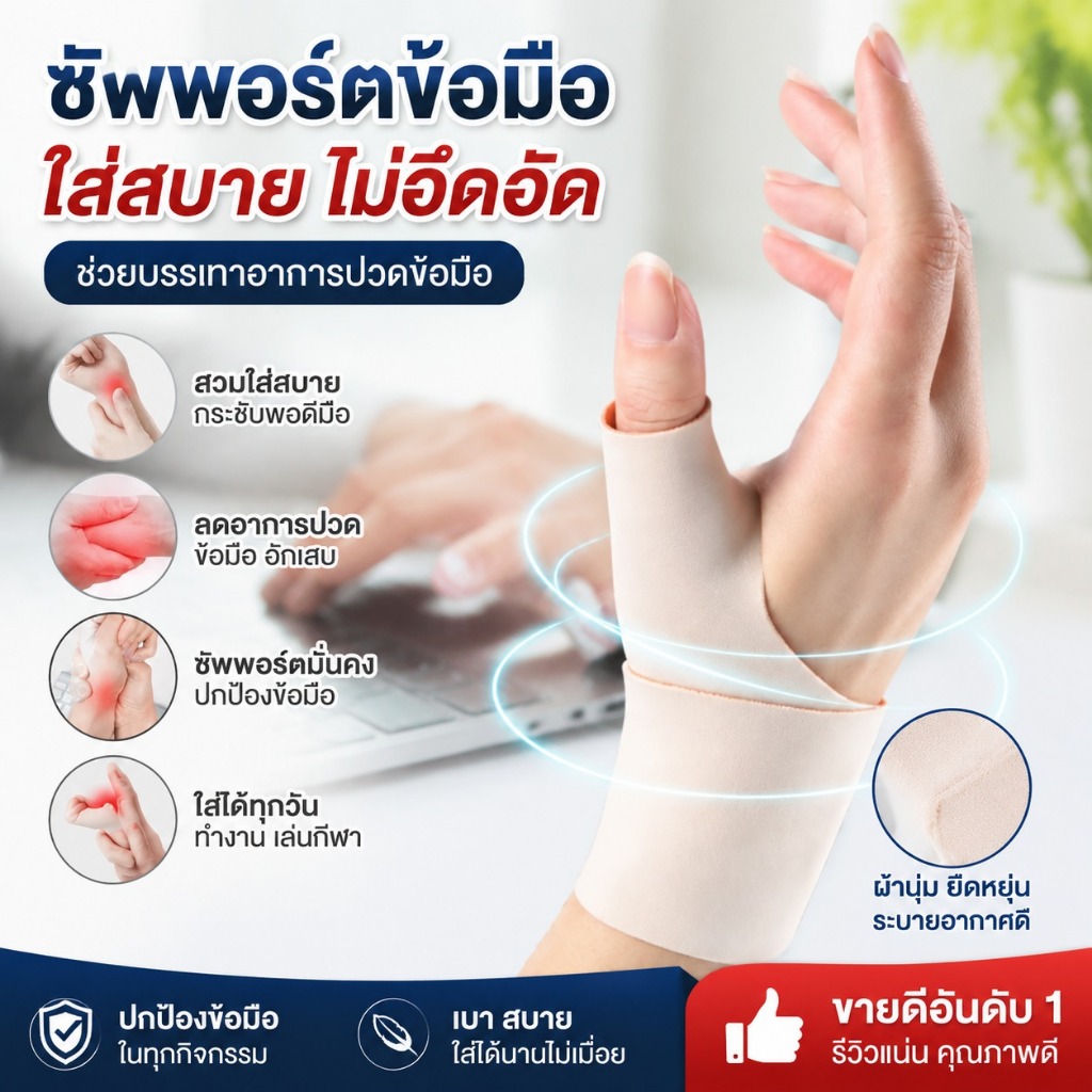 ผ้ารัดข้อมือพร้อมที่พยุงนิ้วหัวแม่มือ ที่พยุงข้อมือแบบยืดหยุ่น ลดอาการปวดข้อมือ ป้องกันบาดเจ็บ สำหรับกีฬาและใช้งานทั่วไป