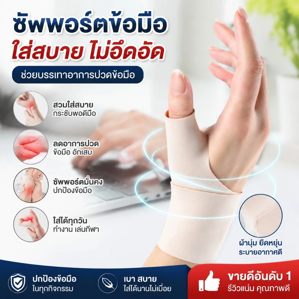 ผ้ารัดข้อมือพร้อมที่พยุงนิ้วหัวแม่มือ ที่พยุงข้อมือแบบยืดหยุ่น ลดอาการปวดข้อมือ ป้องกันบาดเจ็บ สำหรับกีฬาและใช้งานทั่วไป