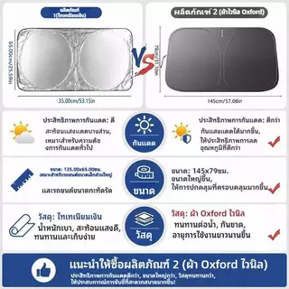 SEAMETAL ร่มกันแดดในรถยนต์ ม่านบังแดดรถ ฉนวนกันความร้อน กันUV แบบพับได้ ที่บังแดด