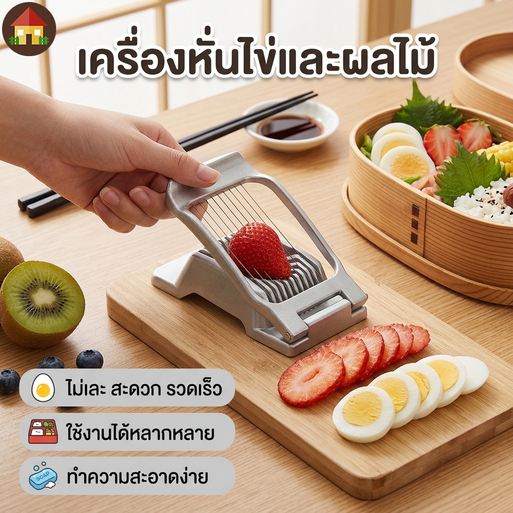ตัวหั่นไข่อะลูมิเนียม แข็งแรงทนทาน หั่นไข่ต้มเป็นแผ่นเรียงจานสวย สำหรับร้านอาหาร ทำขนม ตกแต่งจาน ใช้งานอเนกประสงค์ เครื่องตัดไข่ต้ม