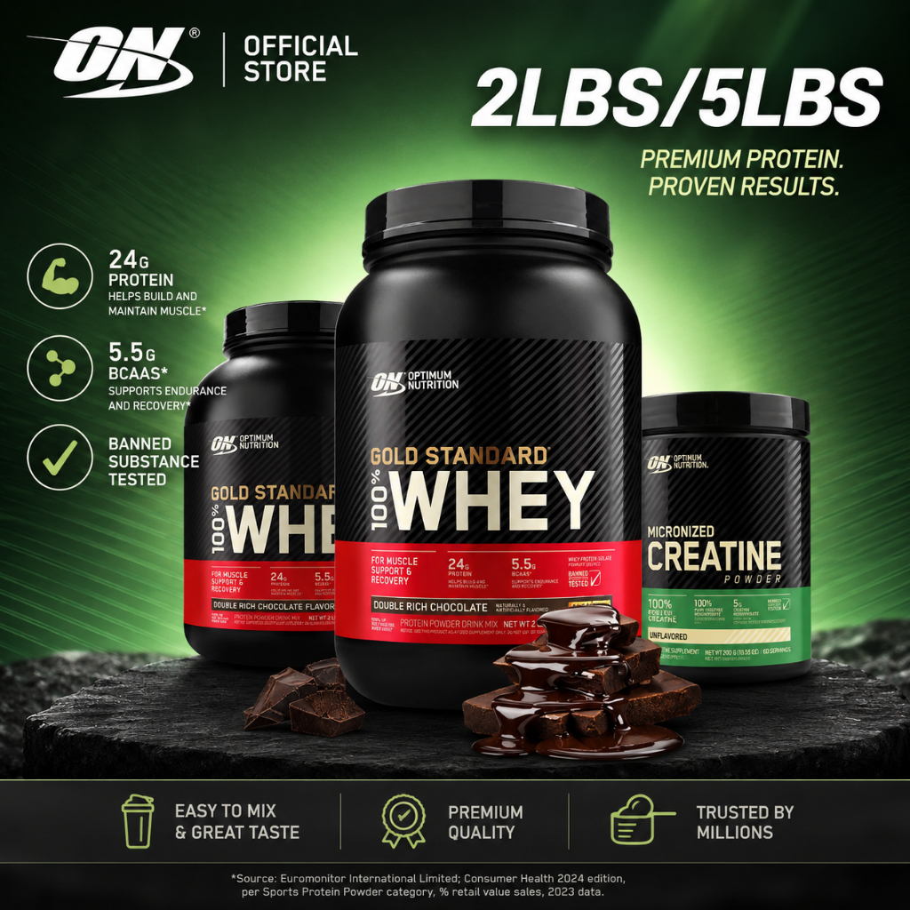 ON Gold Standard 100% Whey Protein 2lbs/5lbs 24g Protein Double Rich Chocolate,อาหารเสริมกีฬา