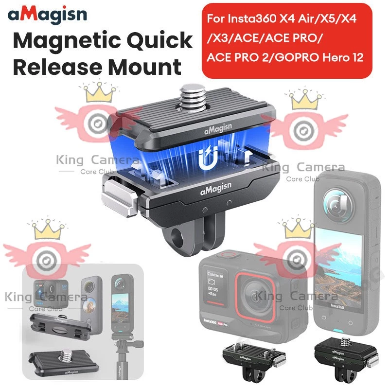【ร้านไทย】AMagisn Insta360 X5/X4 Air/Ace pro 2/X4 QUICK RELEASE ฐานโลหะแม่เหล็ก QUICK RELEASE อะแดปเตอร์กล้องกีฬาอุปกรณ์เสริม thumbnail 4