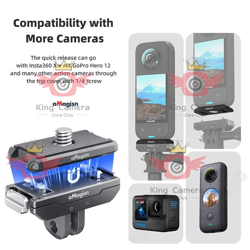 【ร้านไทย】AMagisn Insta360 X5/X4 Air/Ace pro 2/X4 QUICK RELEASE ฐานโลหะแม่เหล็ก QUICK RELEASE อะแดปเตอร์กล้องกีฬาอุปกรณ์เสริม thumbnail 5
