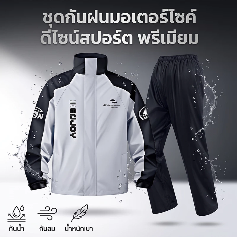 2ชิ้นพรีเมี่ยมแข่งแยกรถจักรยานยนต์ฝนสูทกันน้ํา กันลม น้ําหนักเบาสําหรับสกูตเตอร์ไรเดอร์ทุกวัน การสื่อสาร